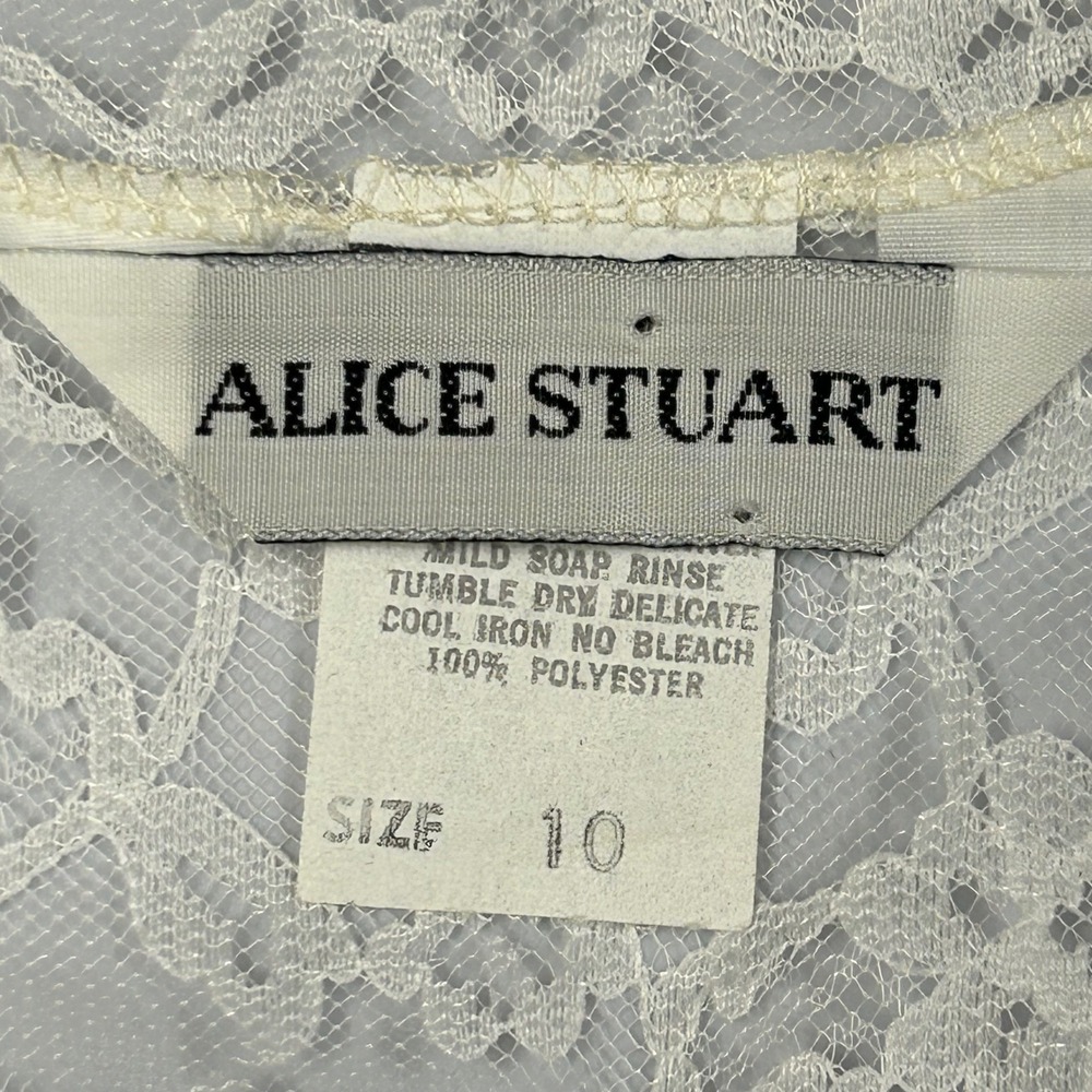 Alice Stuart Vintage Floral Lace Poet Top Ruffle Sz 10 Ivory Edwardian - Picture 6 of 10